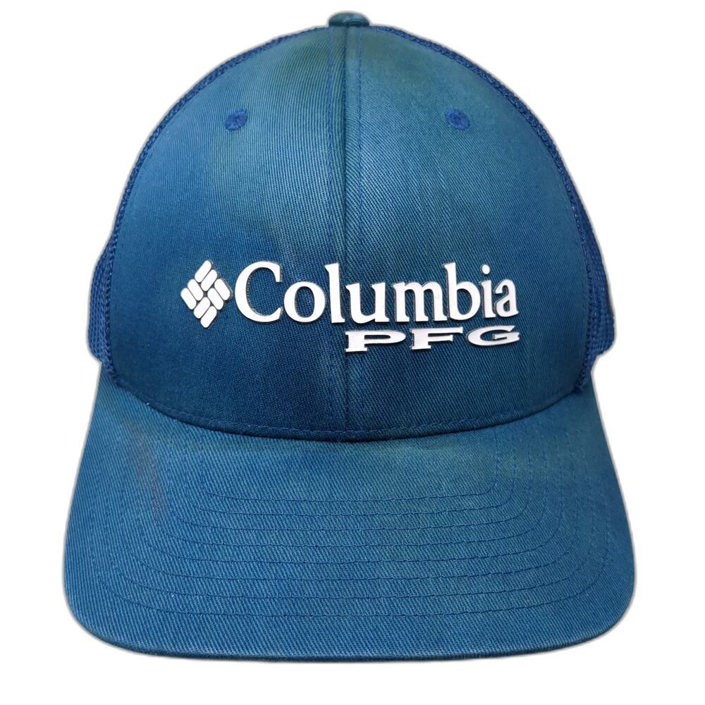 Columbia Baseball Cap Blue XL Mesh Back Stretch Fit Performance Fishing Gear hat